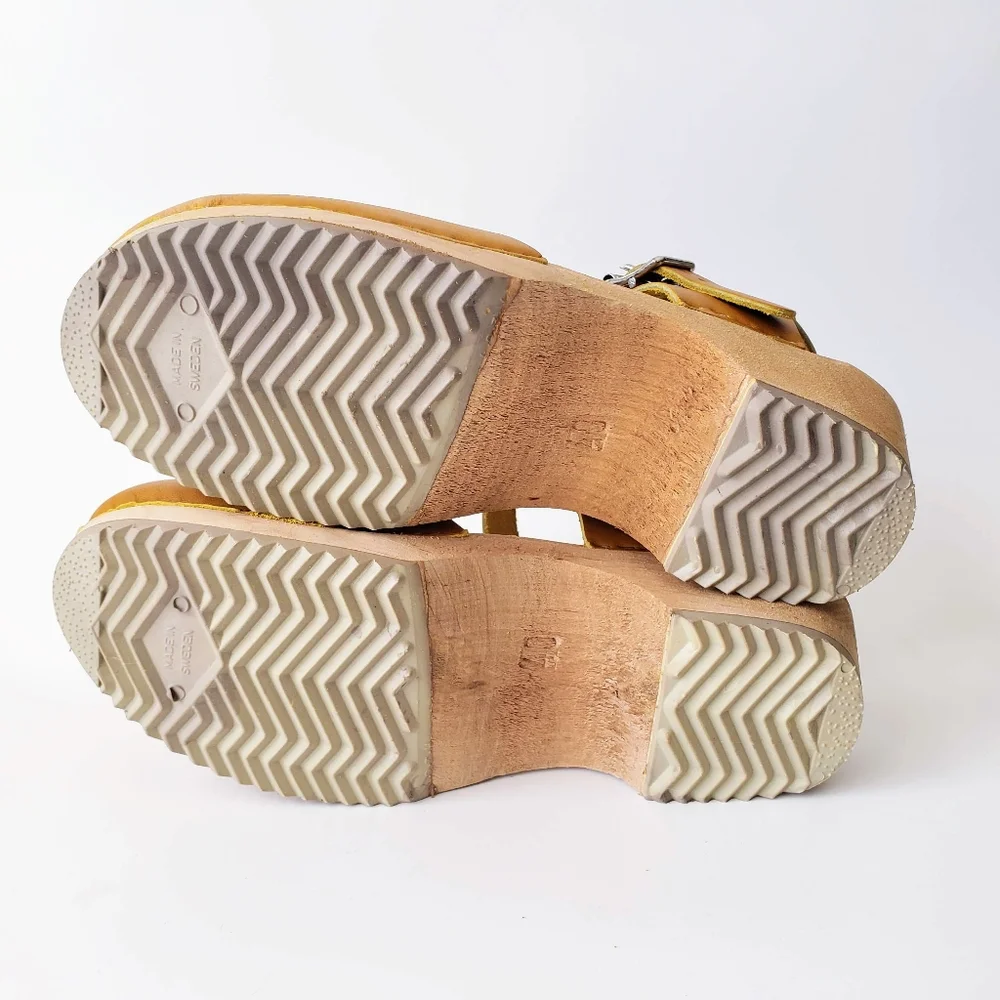 MIA Sofia Swedish Clog Free People Size 36 & 40 Mustard Yellow Leather Mary Jane - Picture 11 of 13